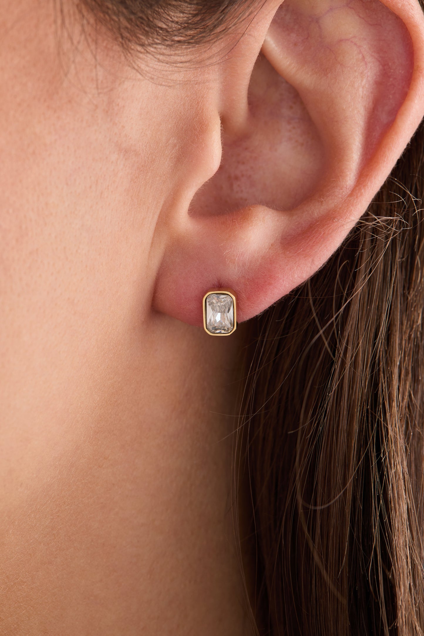 April Emerald-Cut Birthstone Stud Earrings ALEX AND ANI