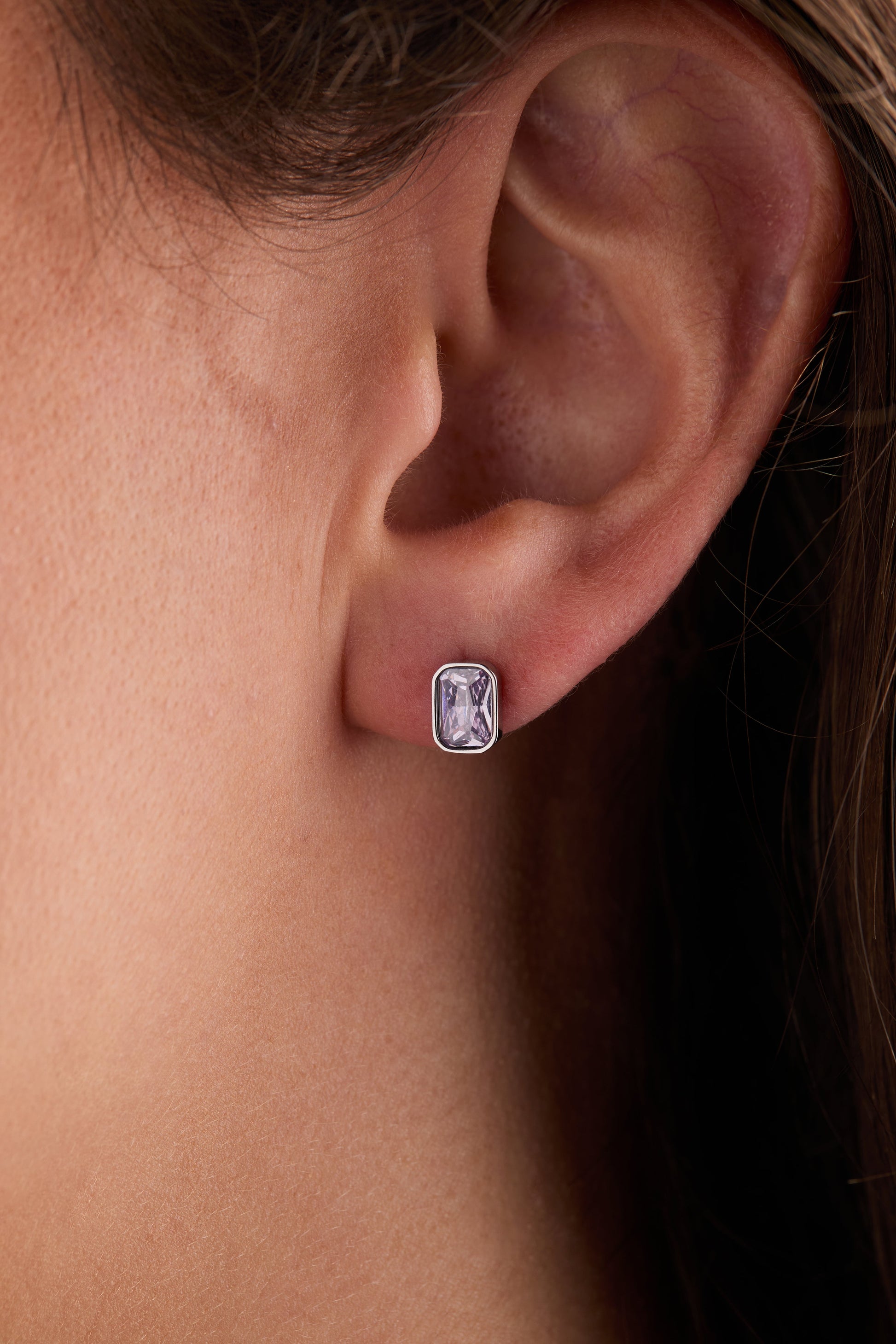 June Emerald-Cut Birthstone Stud Earrings ALEX AND ANI