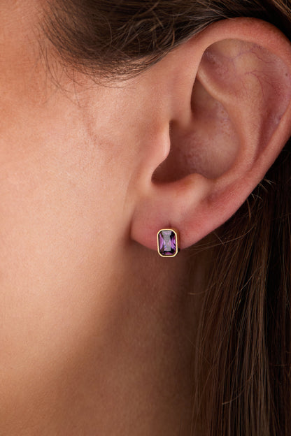 February Emerald-Cut Birthstone Stud Earrings ALEX AND ANI