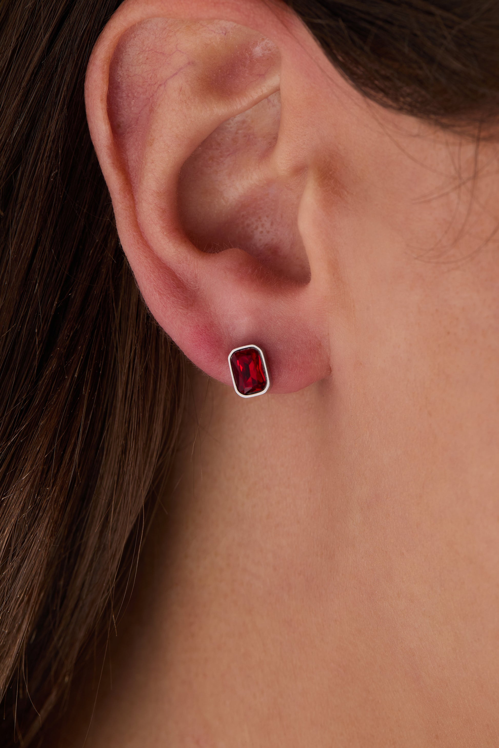 July Emerald-Cut Birthstone Stud Earrings ALEX AND ANI