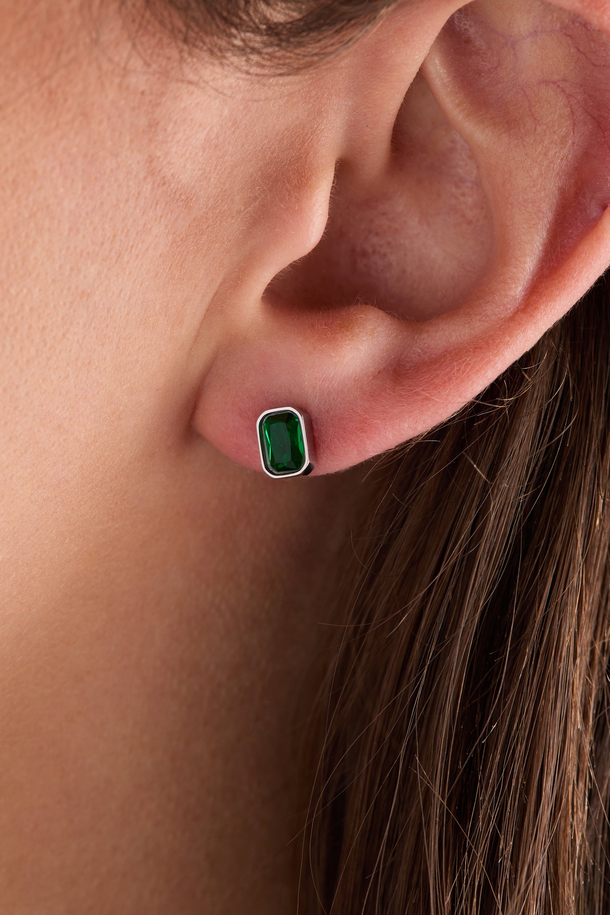 May Emerald-Cut Birthstone Stud Earrings ALEX AND ANI