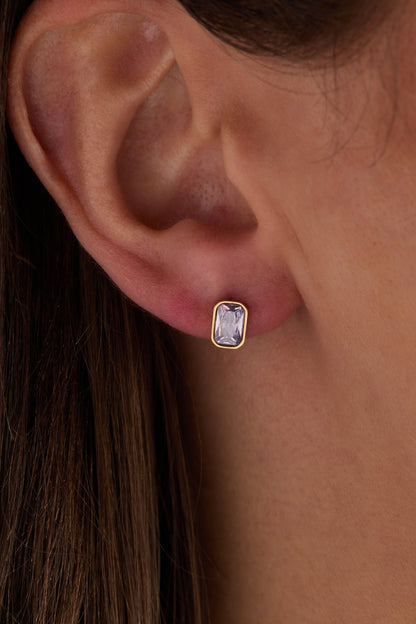 June Emerald-Cut Birthstone Stud Earrings ALEX AND ANI