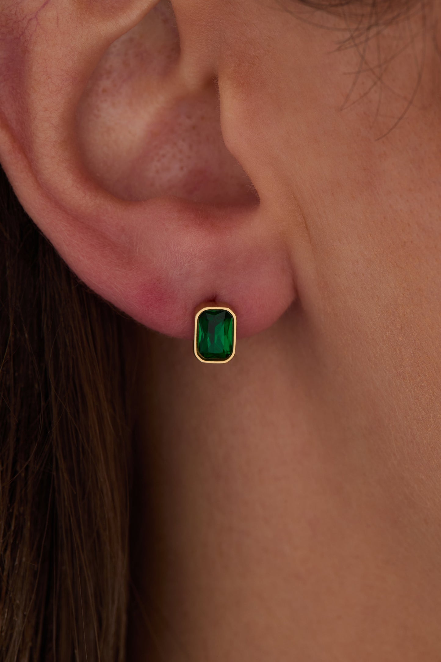 May Emerald-Cut Birthstone Stud Earrings ALEX AND ANI
