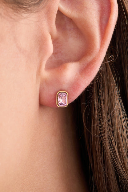 October Emerald-Cut Birthstone Stud Earrings ALEX AND ANI