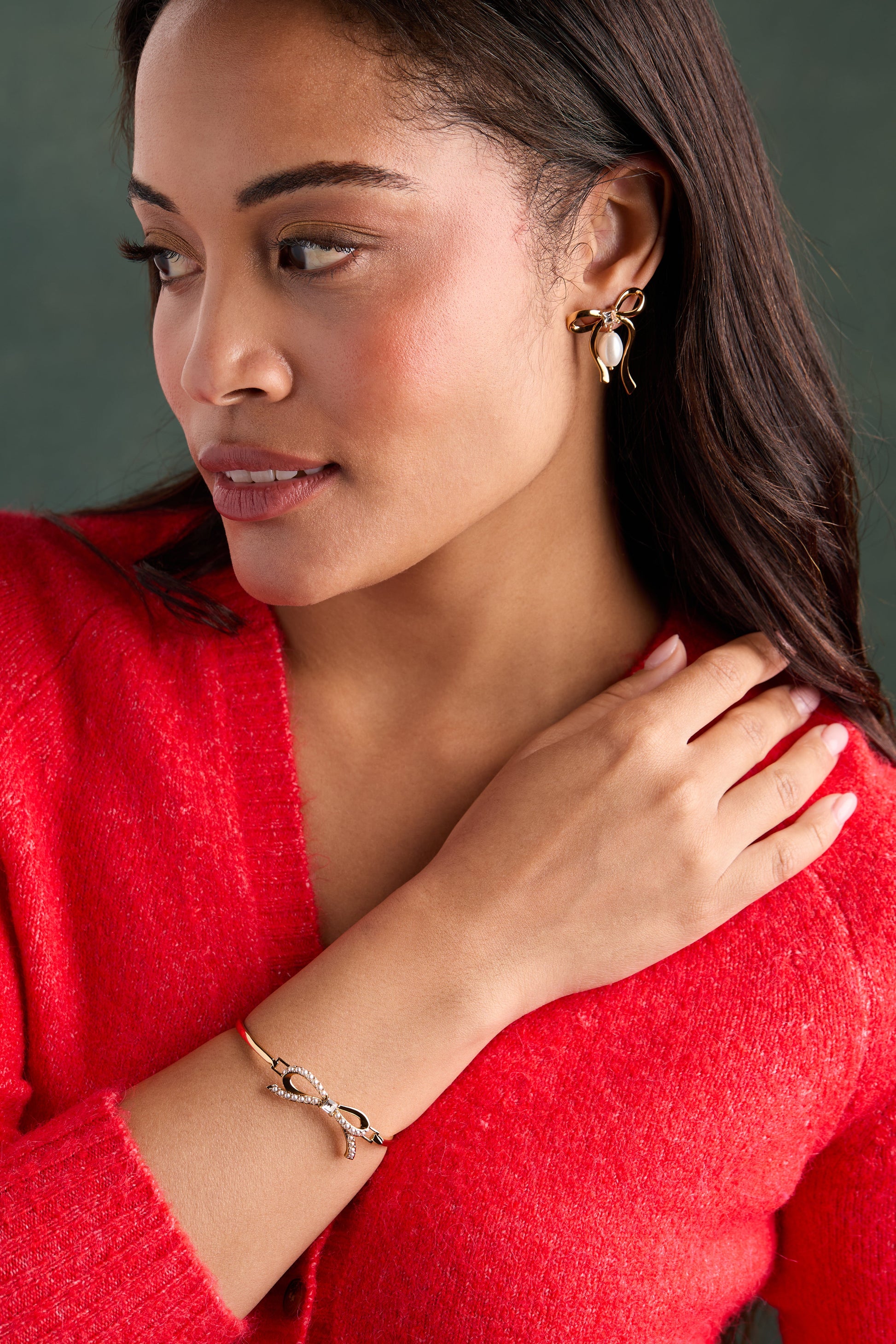 Bow Pearl Coquette Tension Bangle ALEX AND ANI