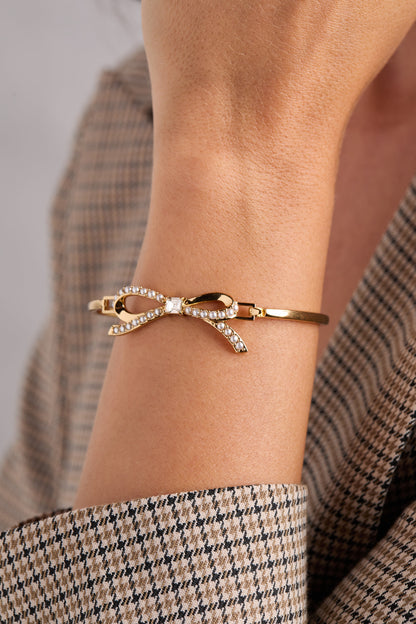Bow Pearl Coquette Tension Bangle ALEX AND ANI