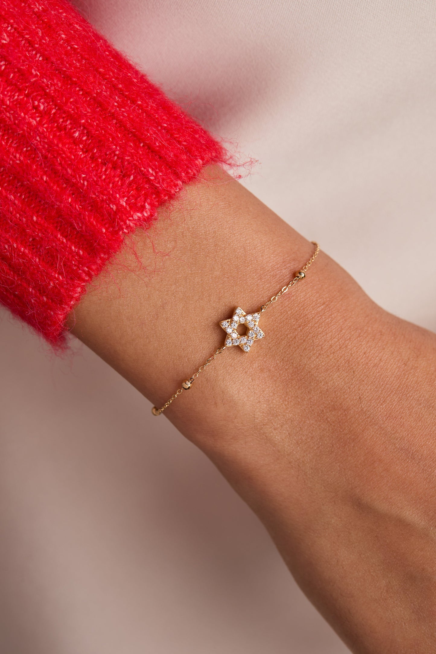 Star of David Delicate Pave Beaded Chain Bracelet ALEX AND ANI