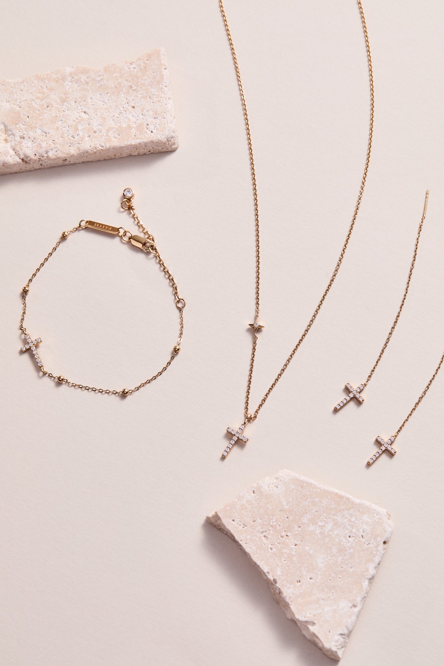 Cross Delicate Pave Crystal Threader Earrings ALEX AND ANI
