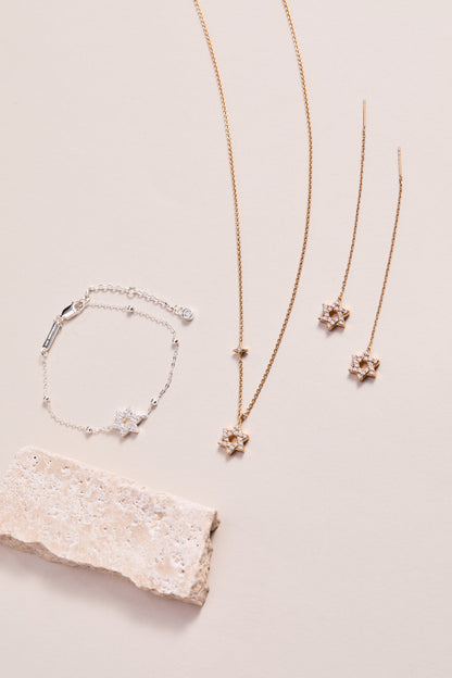 Star of David Delicate Pave Beaded Chain Bracelet ALEX AND ANI