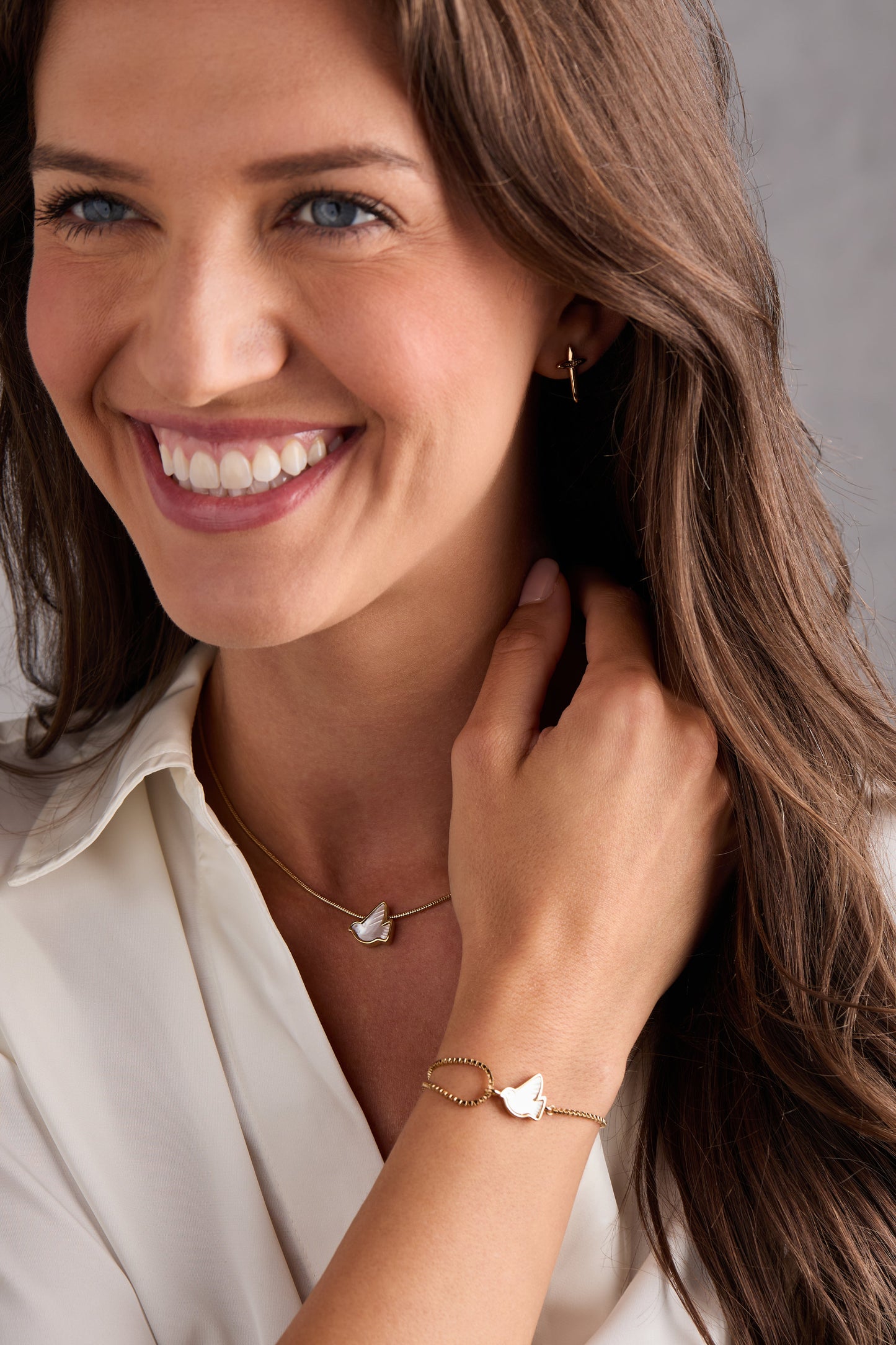 Pearlized Dove 'Peace' Slider Necklace ALEX AND ANI