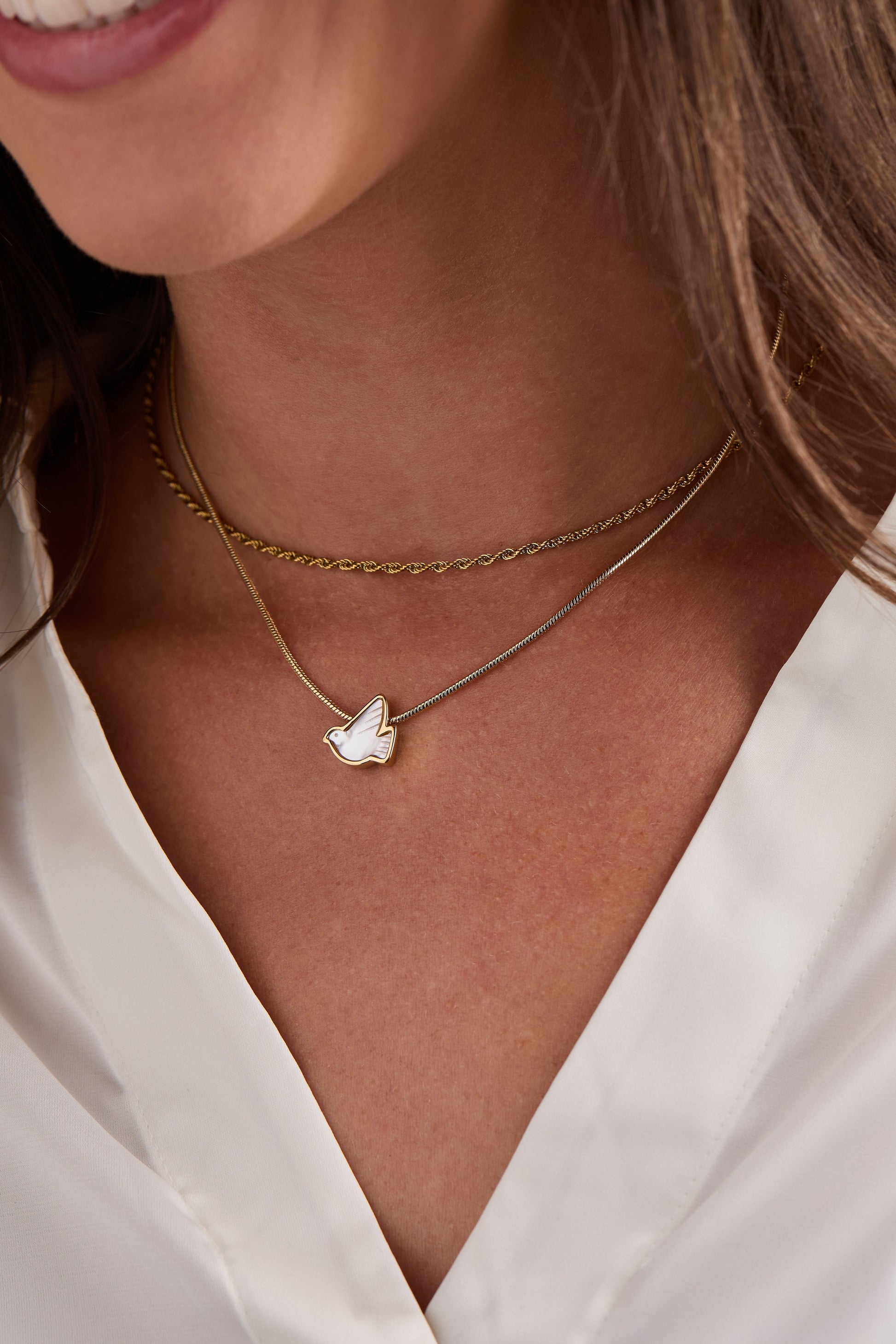 Pearlized Dove 'Peace' Slider Necklace ALEX AND ANI