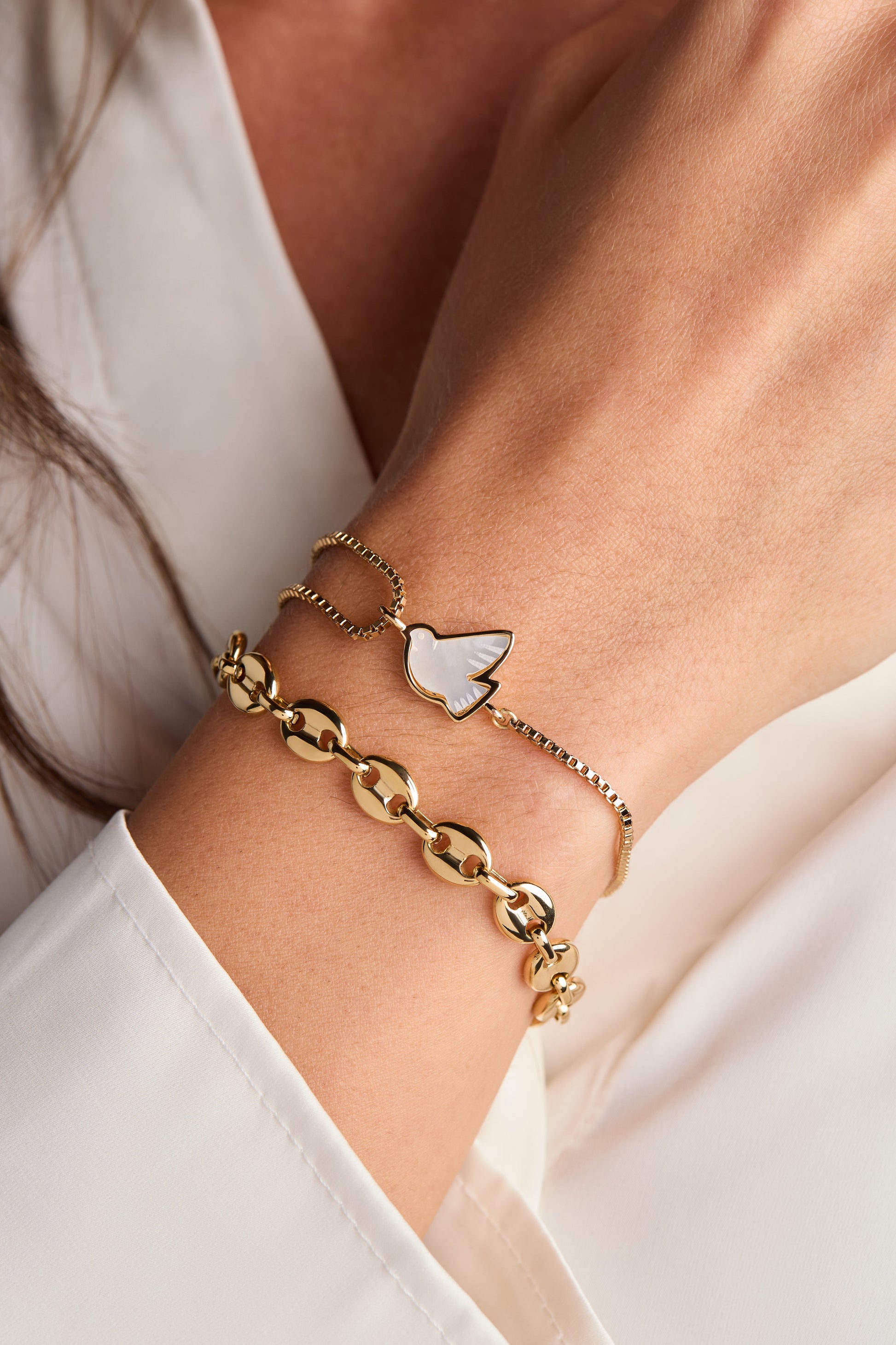 Dove 'Peace' Mother of Pearl Pull Chain Bracelet ALEX AND ANI