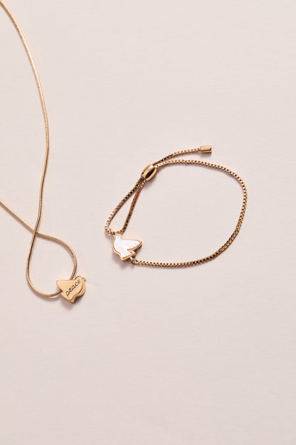 Dove 'Peace' Mother of Pearl Pull Chain Bracelet ALEX AND ANI