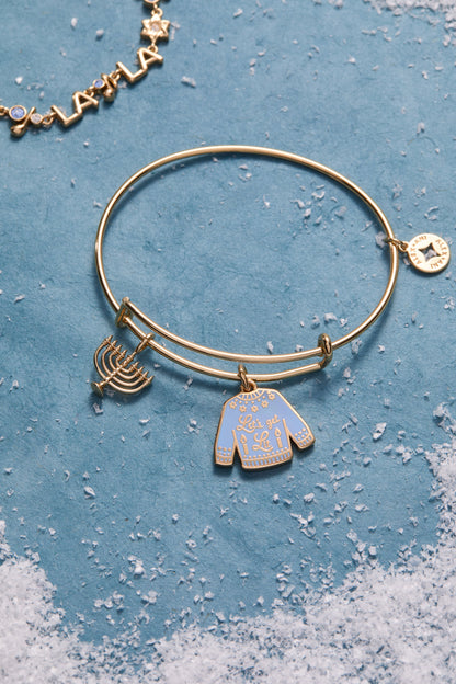 Hanukkah 'Let's Get Lit' Ugly Sweater & Menorah Bangle ALEX AND ANI