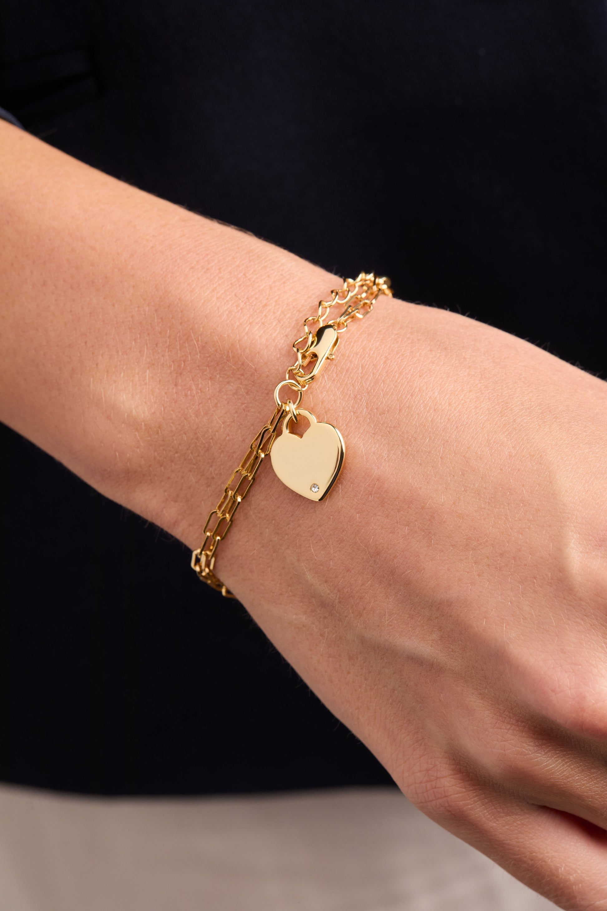 Heart Charm Double Paperclip Chain Bracelet ALEX AND ANI
