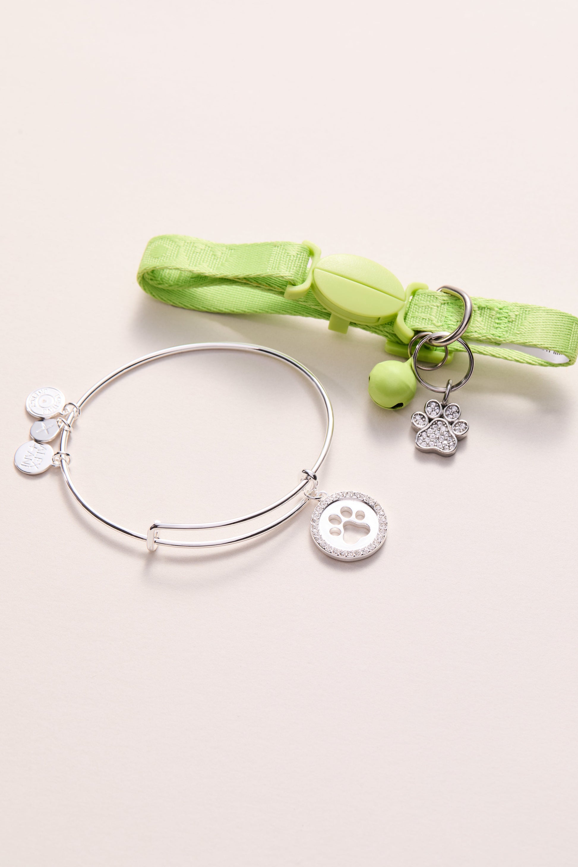 Paw Print Bangle & Pet Collar Charm Set of 2 ALEX AND ANI