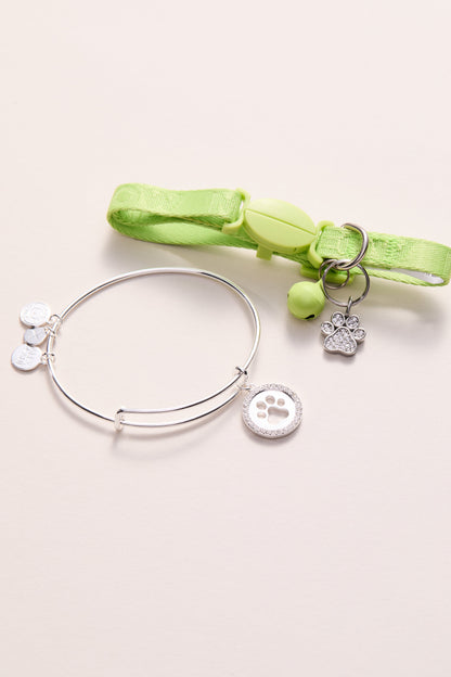 Paw Print Bangle & Pet Collar Charm Set of 2 ALEX AND ANI