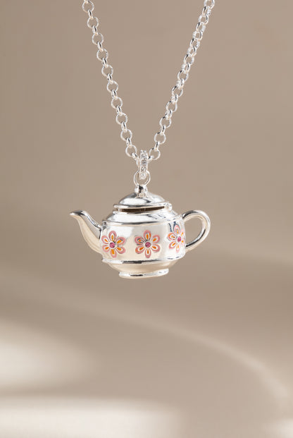 Floral Teapot Locket Pendant Necklace ALEX AND ANI