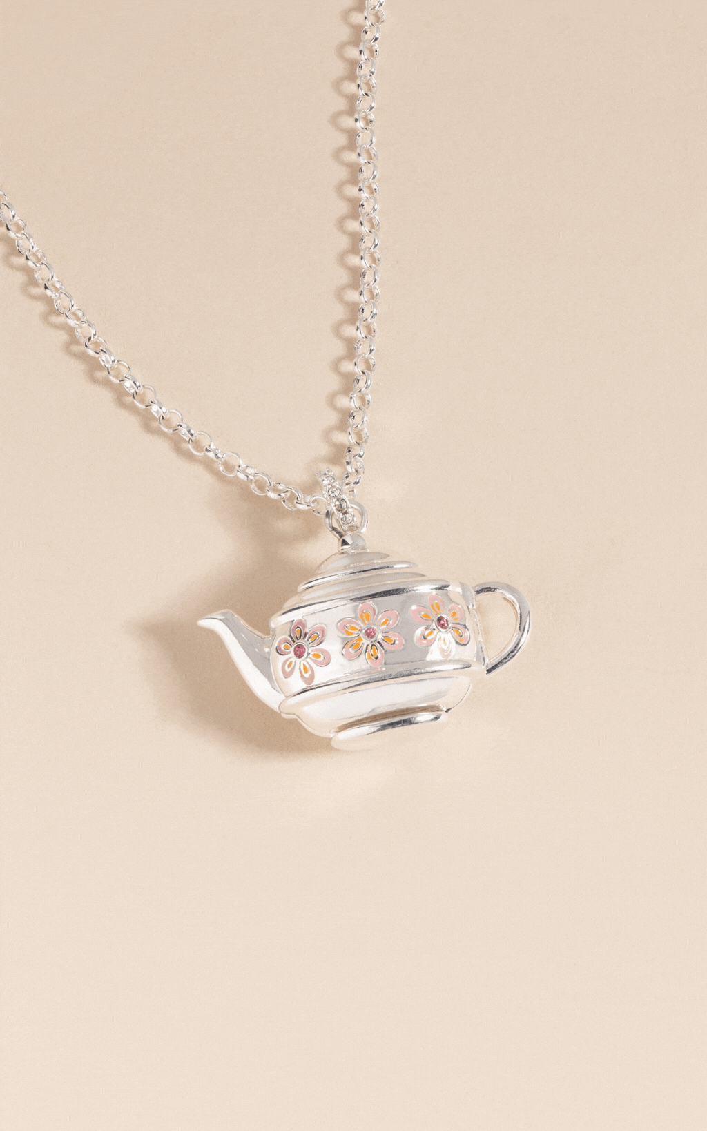 Floral Teapot Locket Pendant Necklace ALEX AND ANI