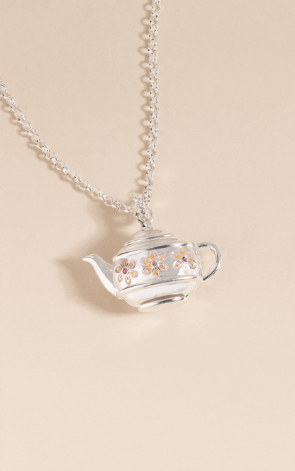 Floral Teapot Locket Pendant Necklace ALEX AND ANI