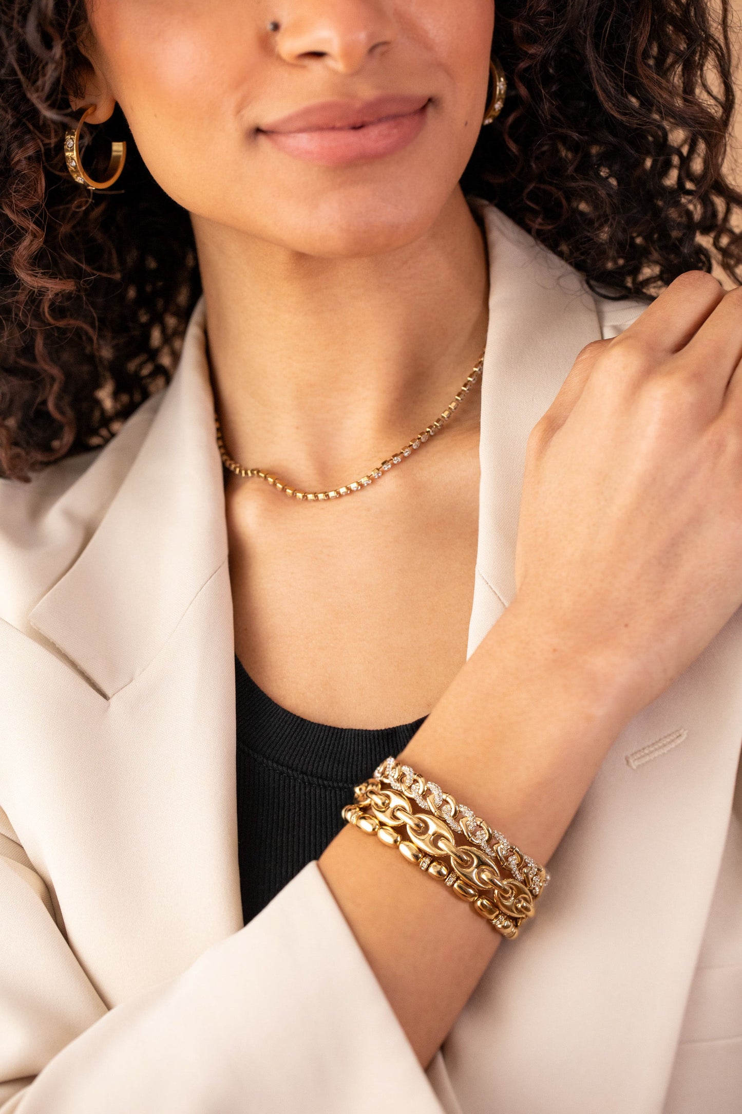 Pave Curb Chain Stretch Bracelet ALEX AND ANI