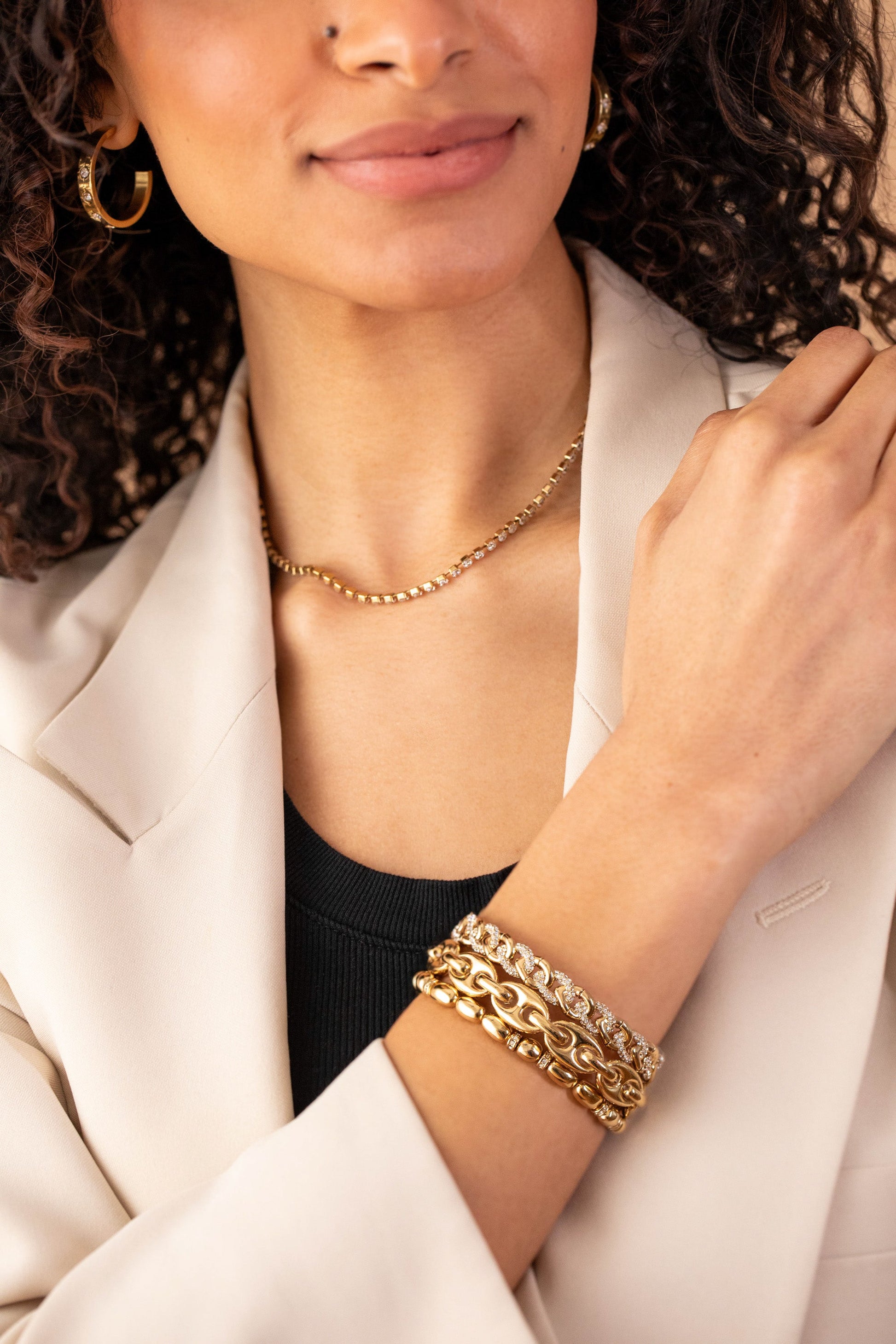 Pave Curb Chain Stretch Bracelet ALEX AND ANI