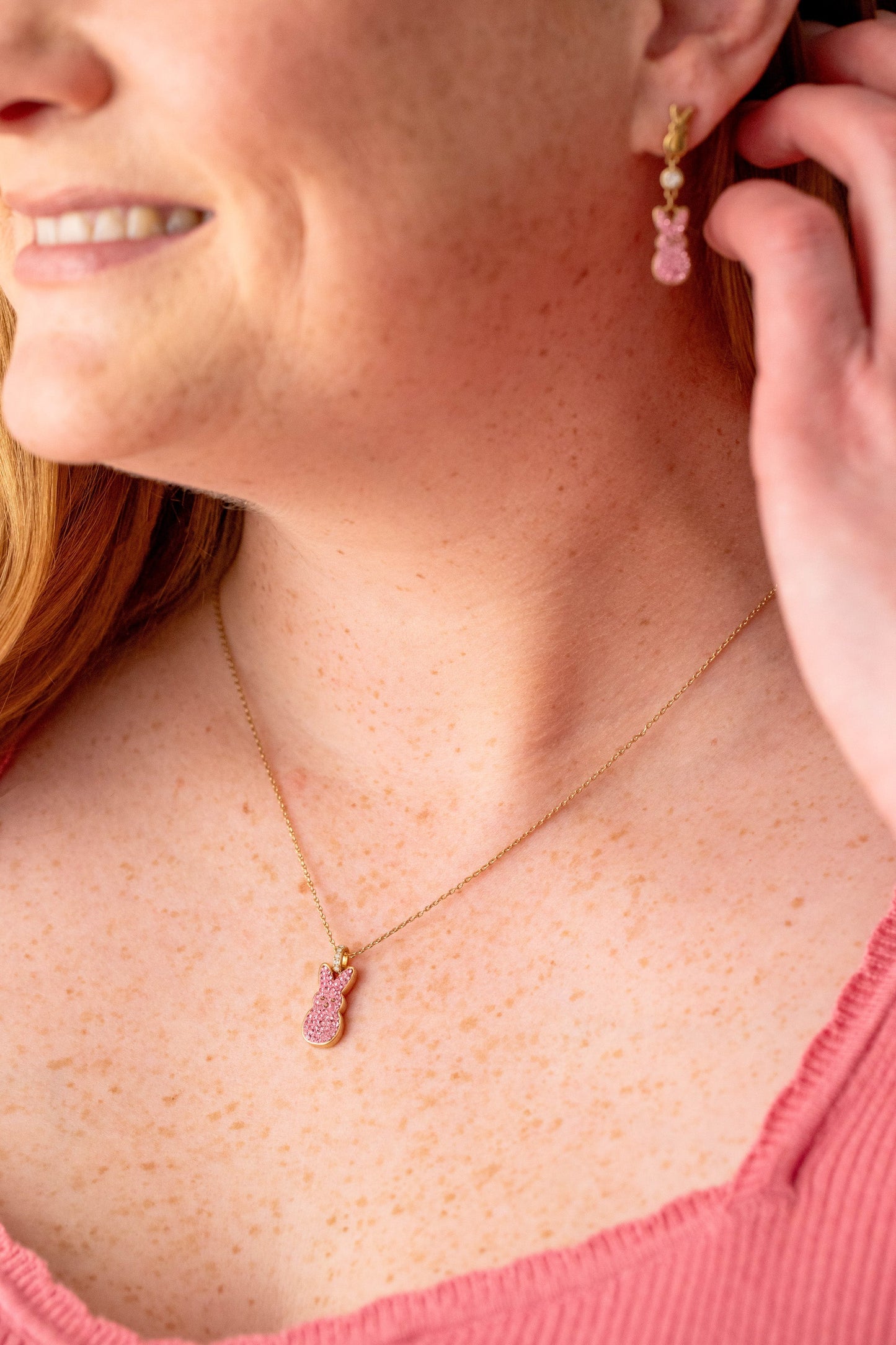 PEEPS® Pink Crystal Bunny Pendant Necklace ALEX AND ANI
