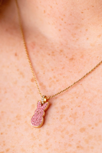 PEEPS® Pink Crystal Bunny Pendant Necklace ALEX AND ANI