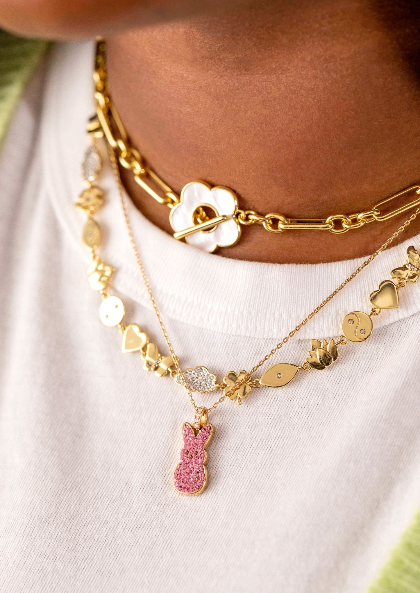 PEEPS® Pink Crystal Bunny Pendant Necklace ALEX AND ANI