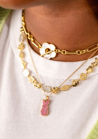 PEEPS® Pink Crystal Bunny Pendant Necklace ALEX AND ANI