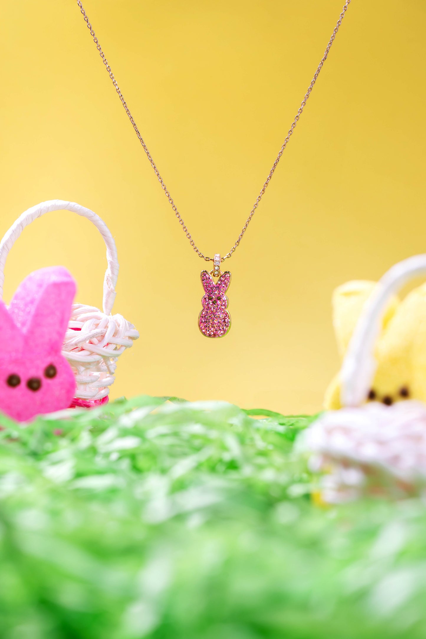 PEEPS® Pink Crystal Bunny Pendant Necklace ALEX AND ANI