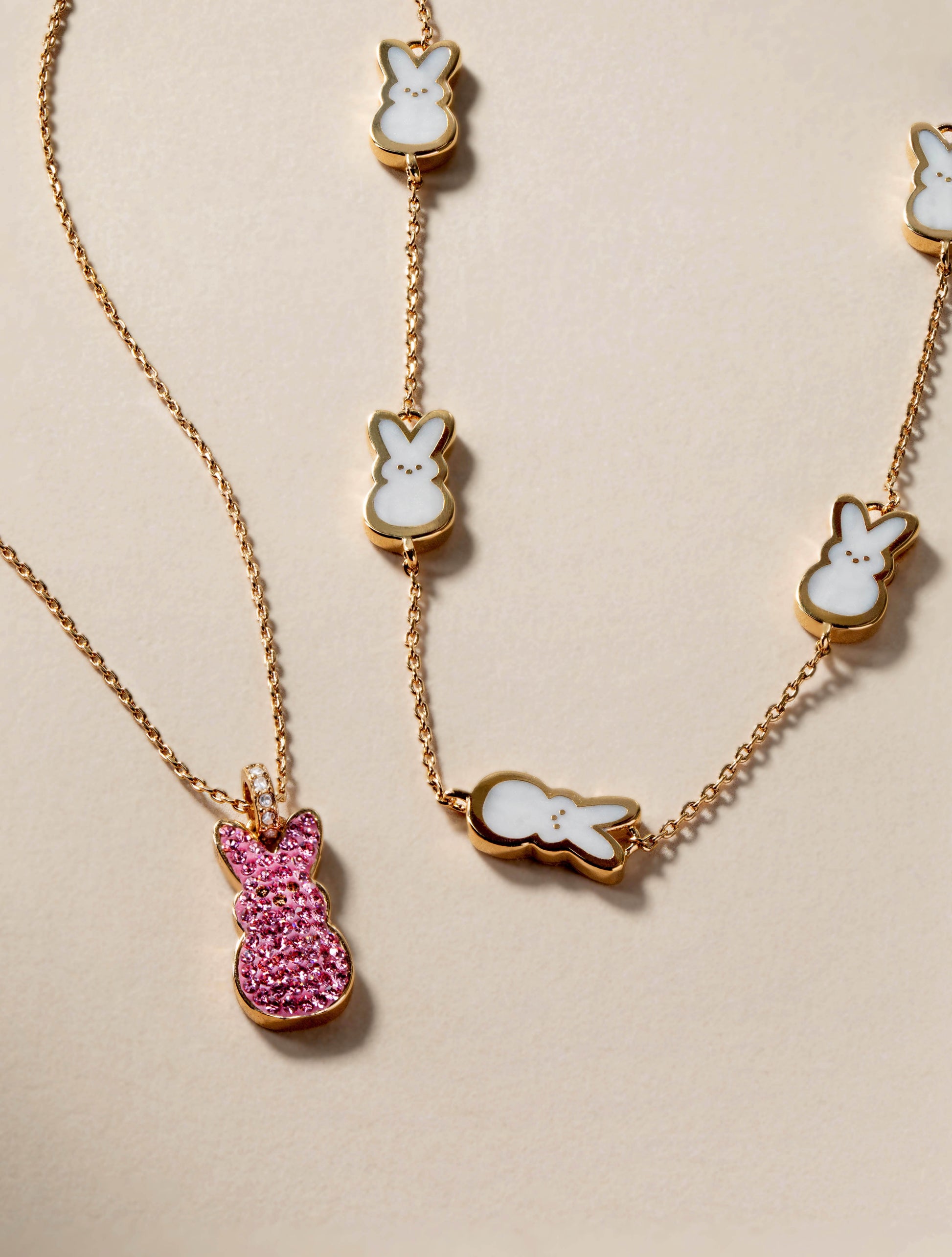 PEEPS® Pink Crystal Bunny Pendant Necklace ALEX AND ANI