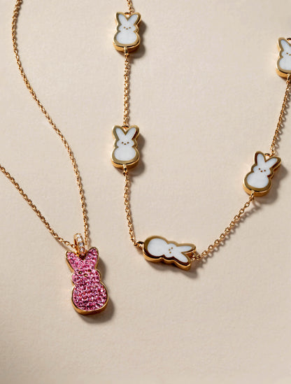PEEPS® Pink Crystal Bunny Pendant Necklace ALEX AND ANI