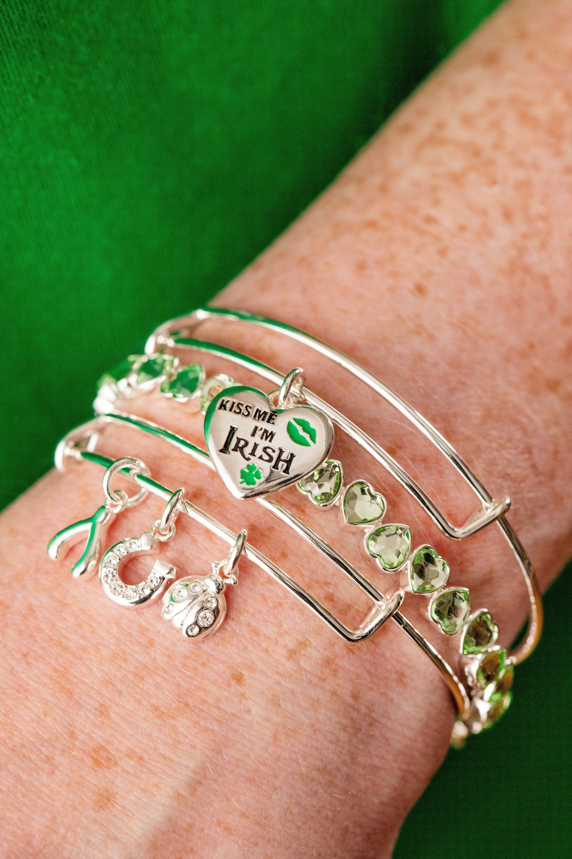 “Kiss Me I’m Irish” Charm Bangle ALEX AND ANI