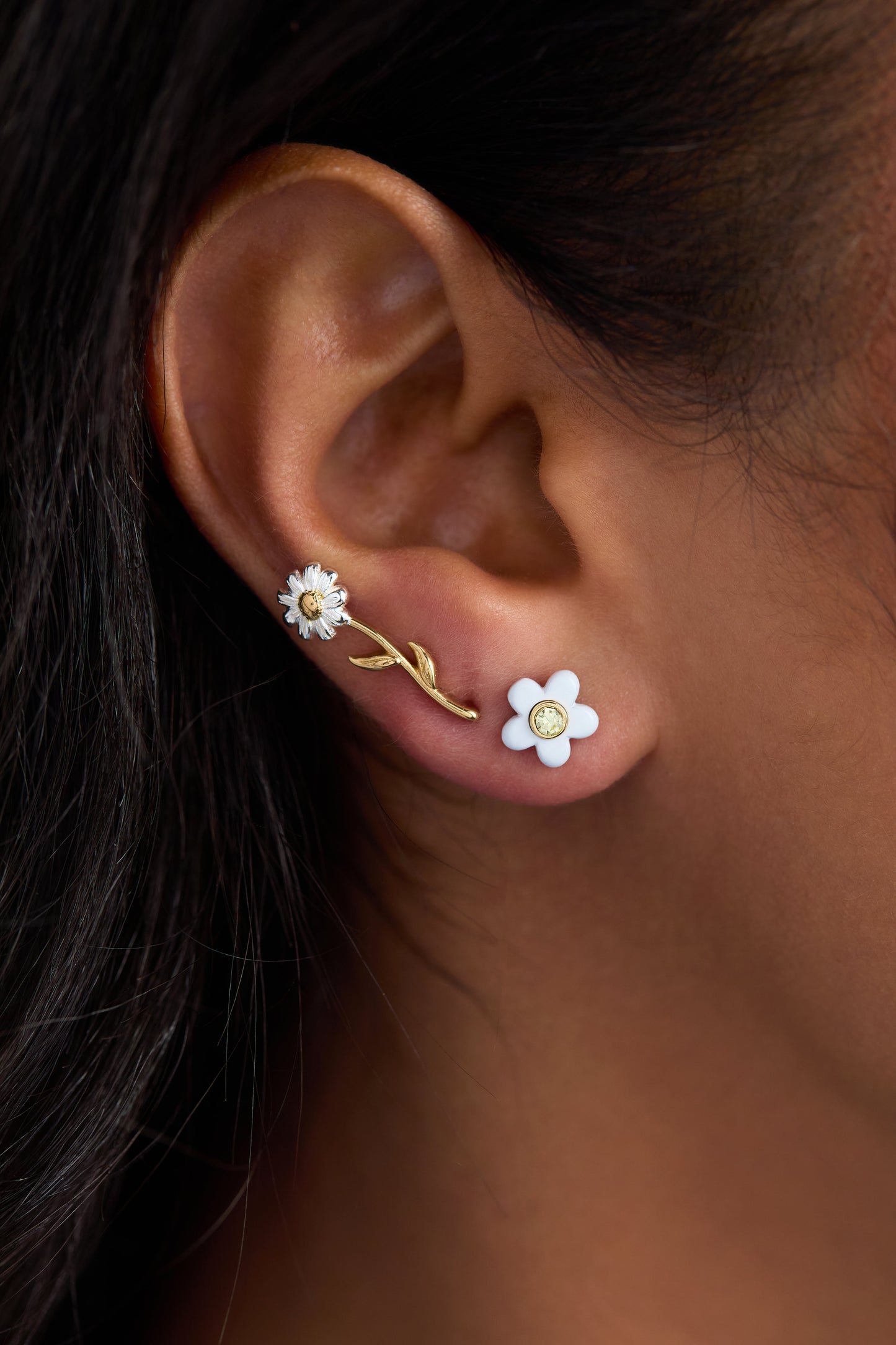 Daisy Flower Stud and Huggie Hoop Earring Set of 3 ALEX AND ANI