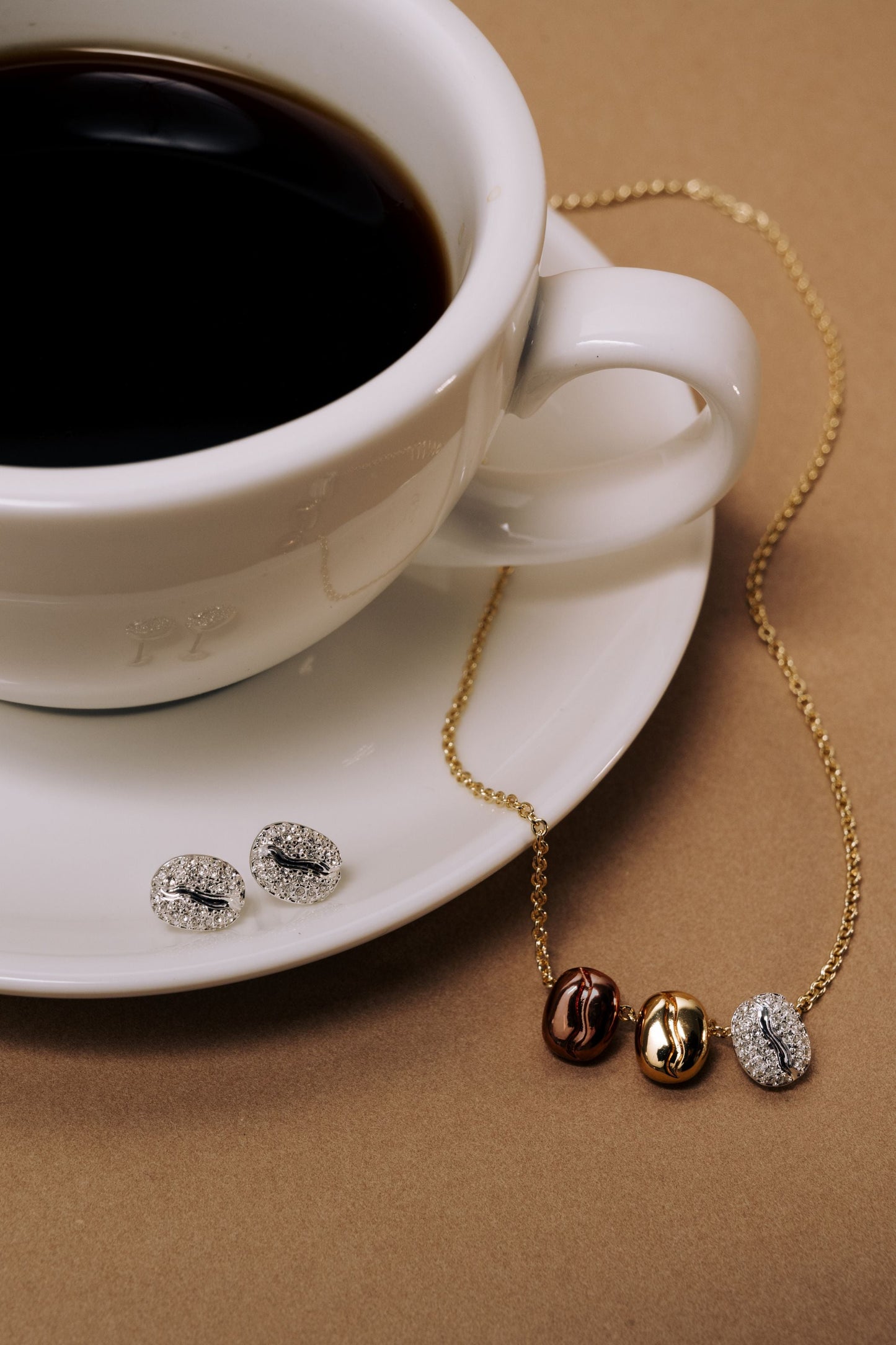 Coffee Bean Pave Crystal Stud Earrings ALEX AND ANI