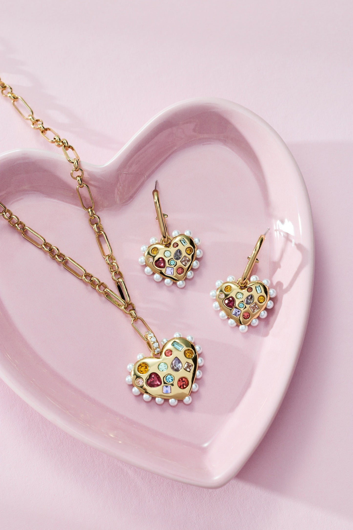 Puffy Heart Gemstone And Pearl Pendant Necklace ALEX AND ANI