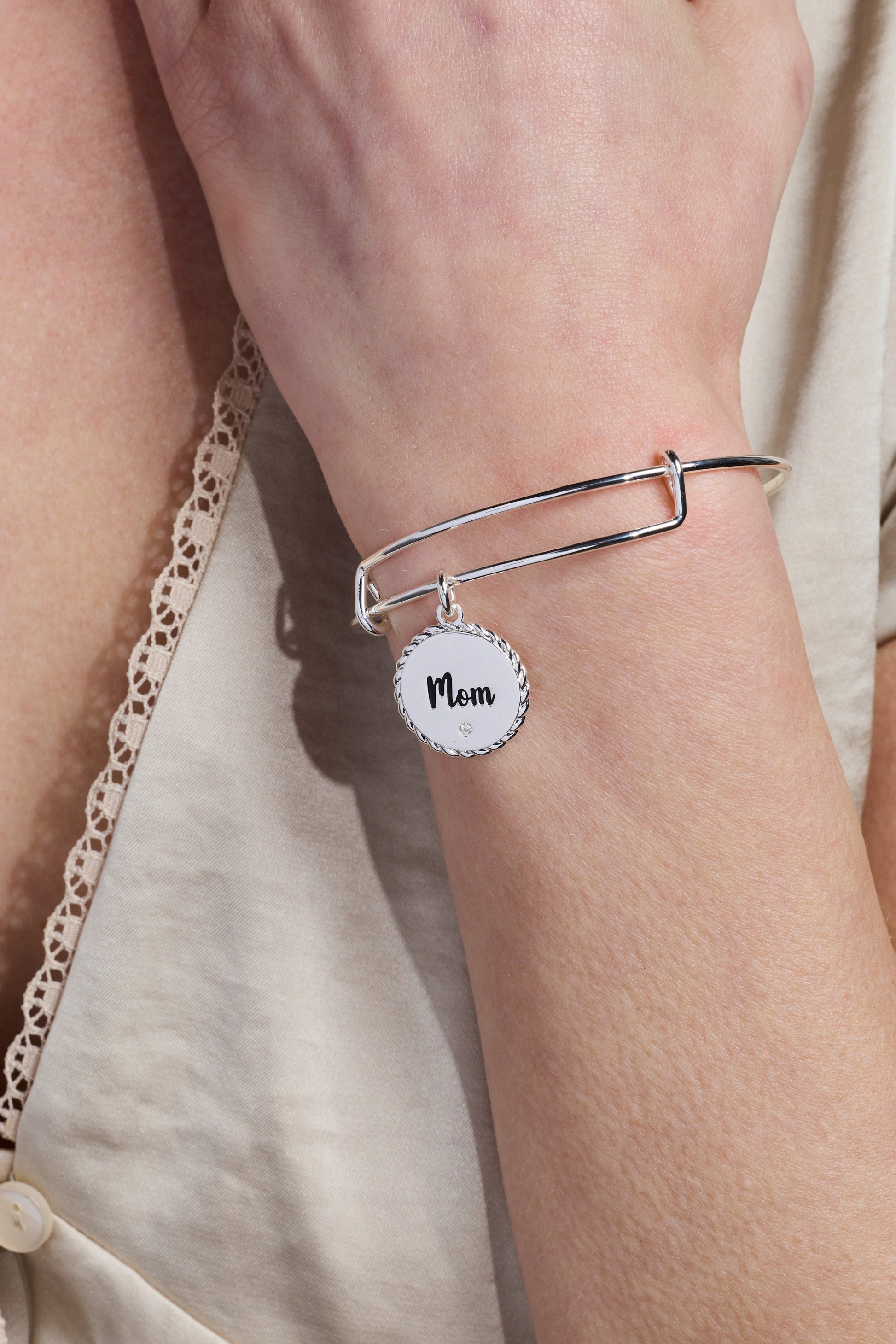 Mom 'Bonded By Love, Connected For Life' Charm Bangle ALEX AND ANI