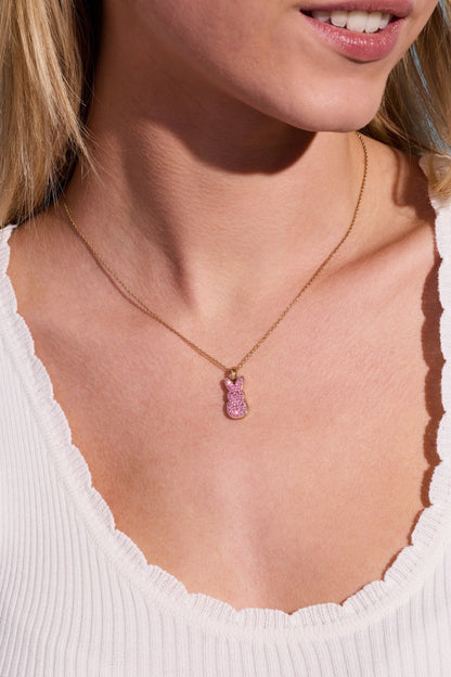 PEEPS® Pink Crystal Bunny Pendant Necklace ALEX AND ANI