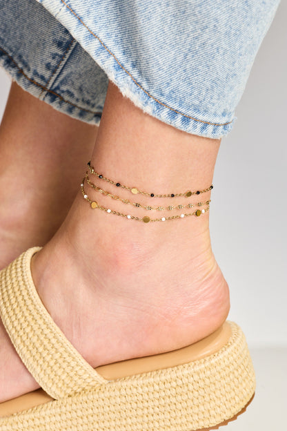 White Enameled Chain Coin Station Anklet ALEX AND ANI
