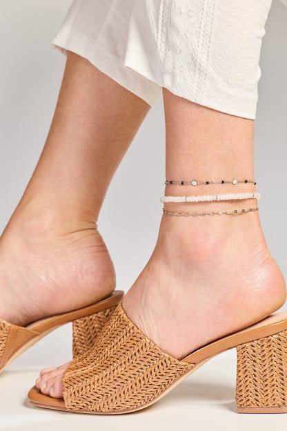 Black Enameled Chain Coin Station Anklet ALEX AND ANI