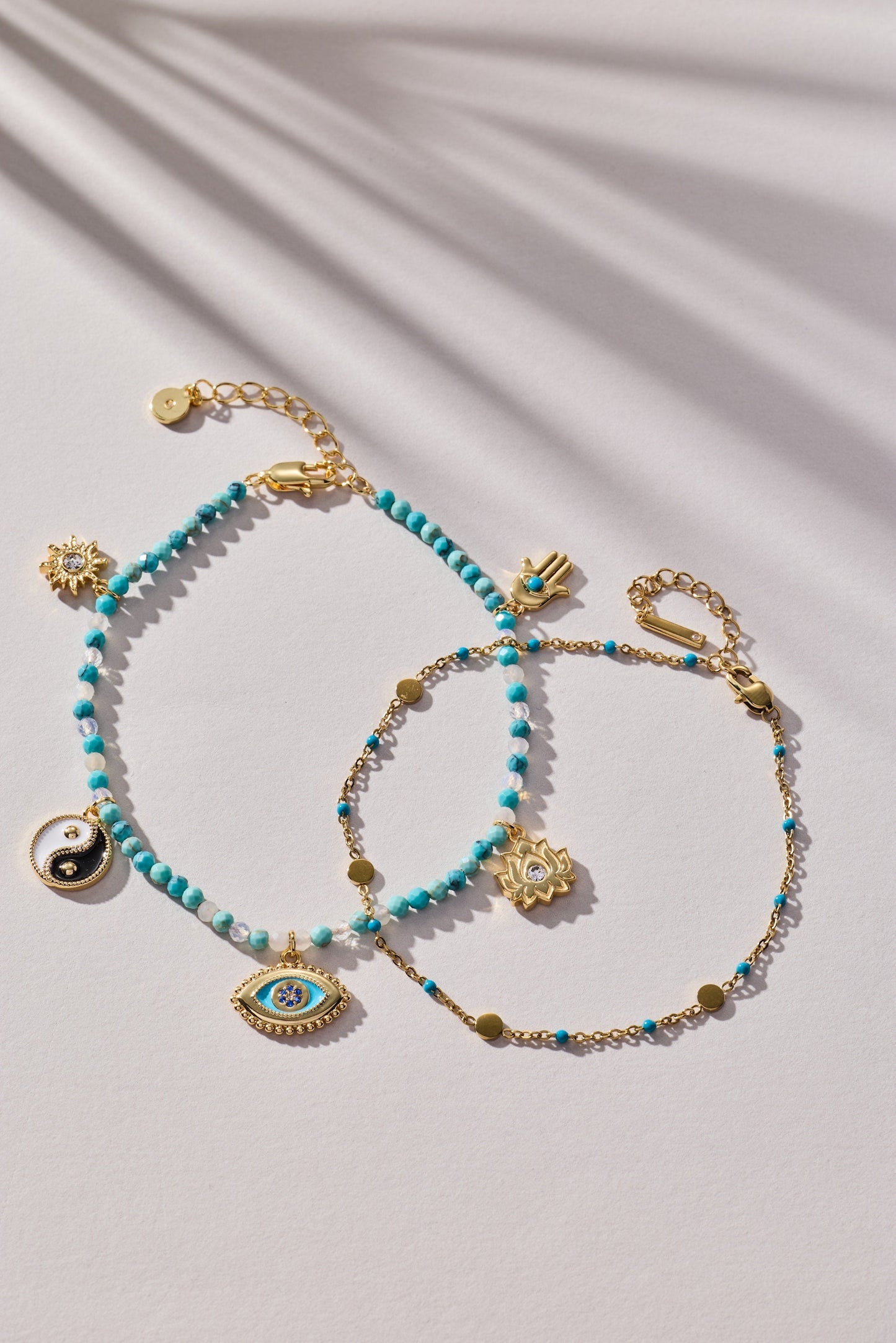 Turquoise Enameled Chain Coin Station Anklet ALEX AND ANI