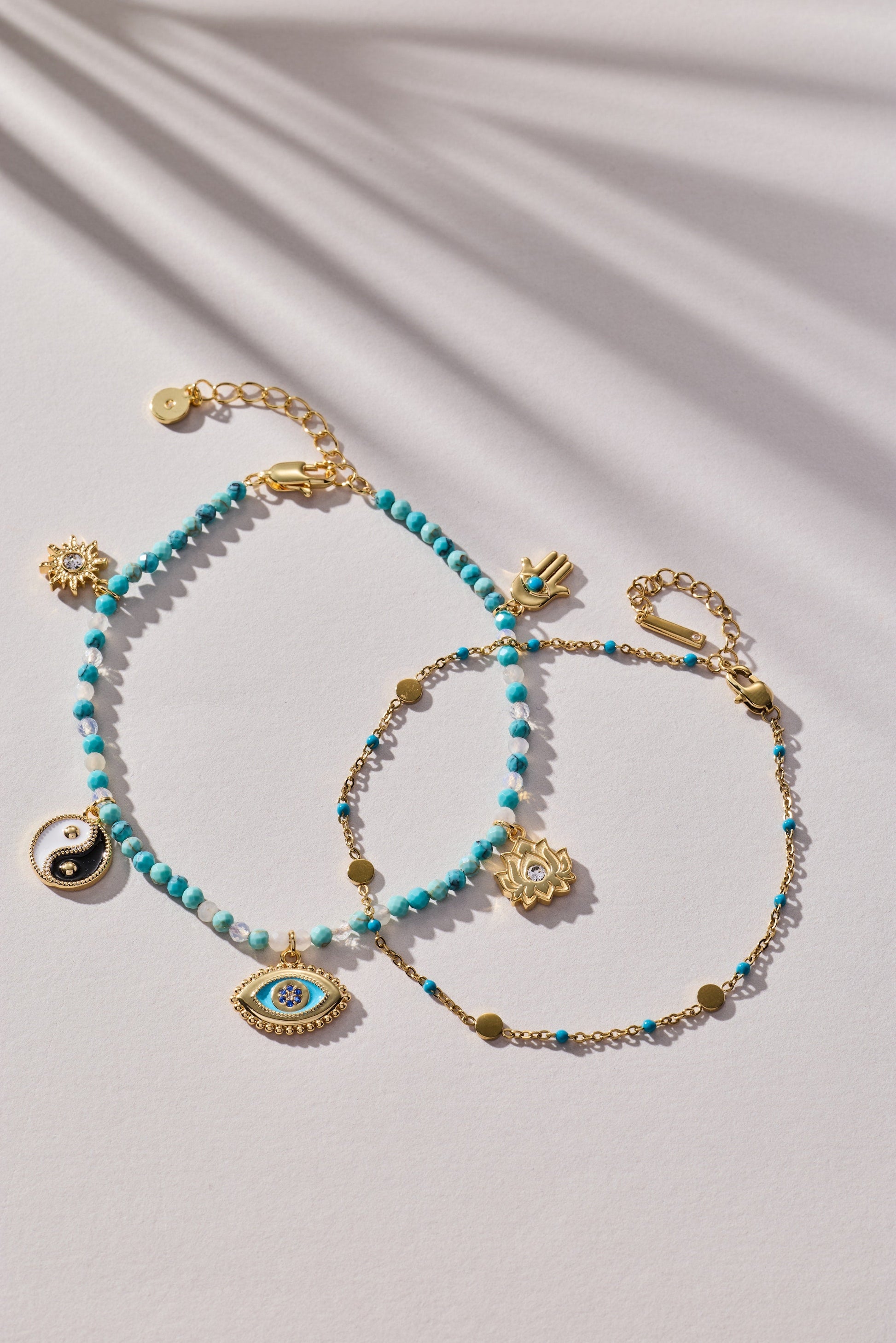 Turquoise Enameled Chain Coin Station Anklet ALEX AND ANI