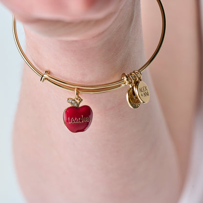 Teacher 'Grow, Inspire, Love' Apple Charm Bangle ALEX AND ANI