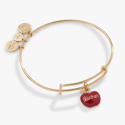 Teacher 'Grow, Inspire, Love' Apple Charm Bangle ALEX AND ANI