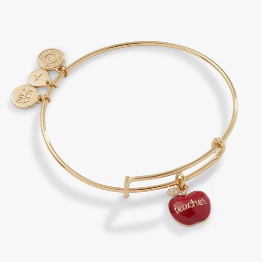 Teacher 'Grow, Inspire, Love' Apple Charm Bangle ALEX AND ANI