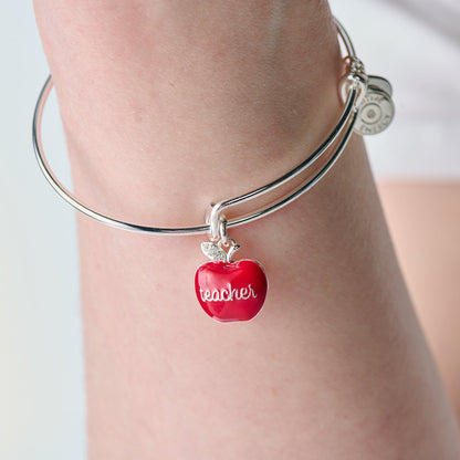 Teacher 'Grow, Inspire, Love' Apple Charm Bangle ALEX AND ANI