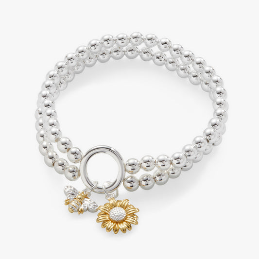 Sunflower + Bee Double Stretch Bracelet ALEX AND ANI
