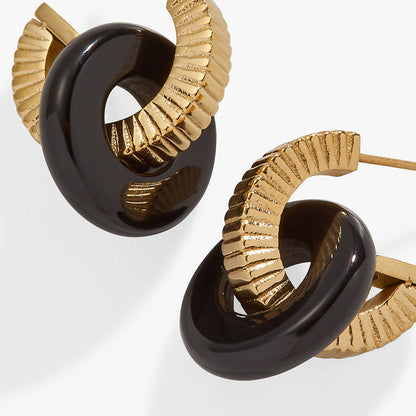 Black Onyx Textured Earrings ALEX AND ANI
