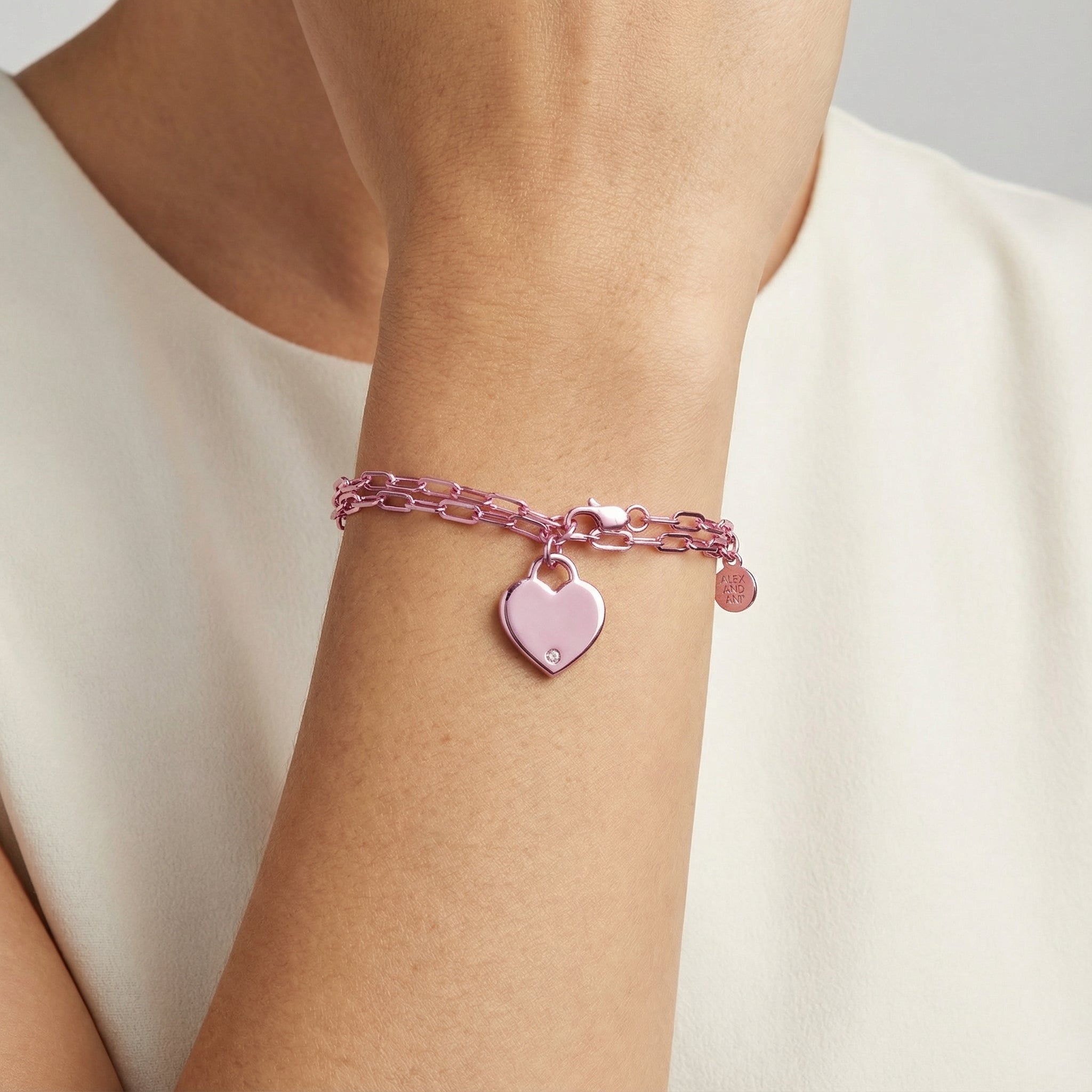 Heart Charm Double Paperclip Chain Bracelet ALEX AND ANI